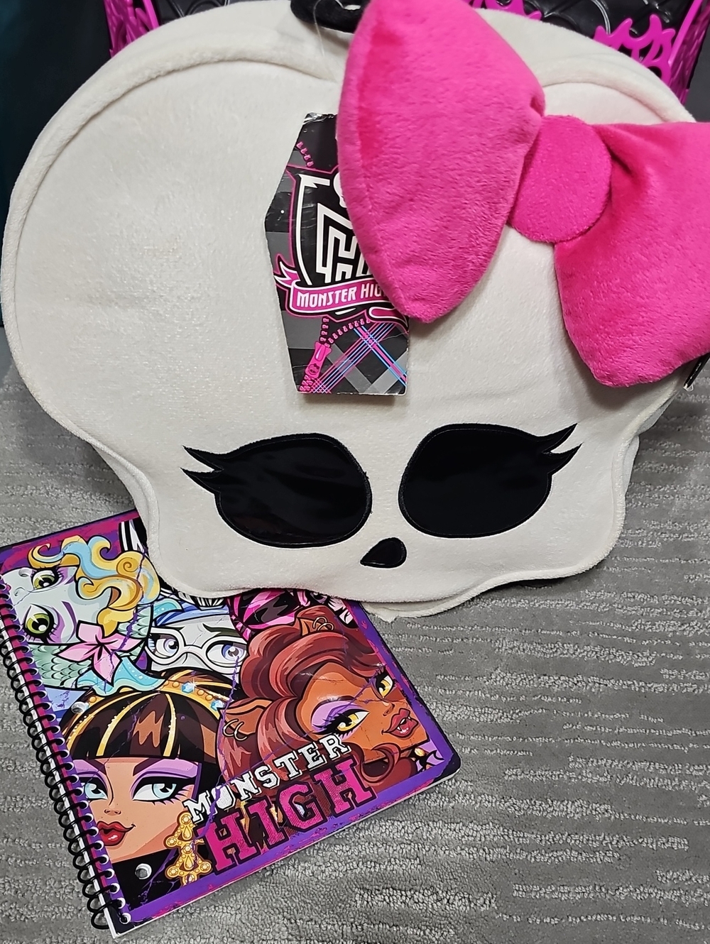 Monster High VTG Skullette 12" Backpack Pillow Includes Notebook Back 2 School